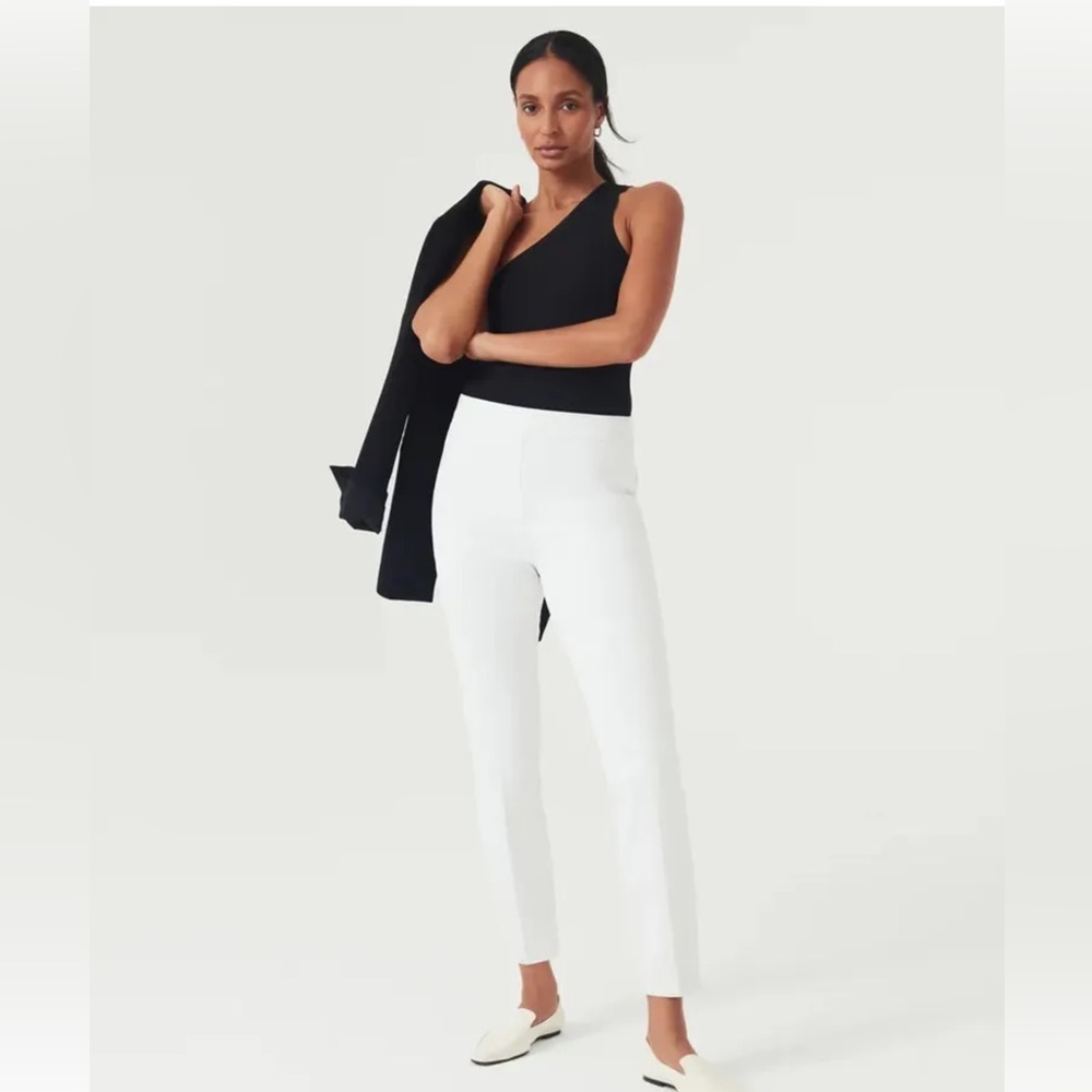 NWT Spanx On The Go Slim Straight Pants Classic White